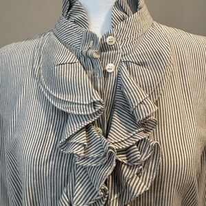 J. Crew Gray and White Striped Blouse